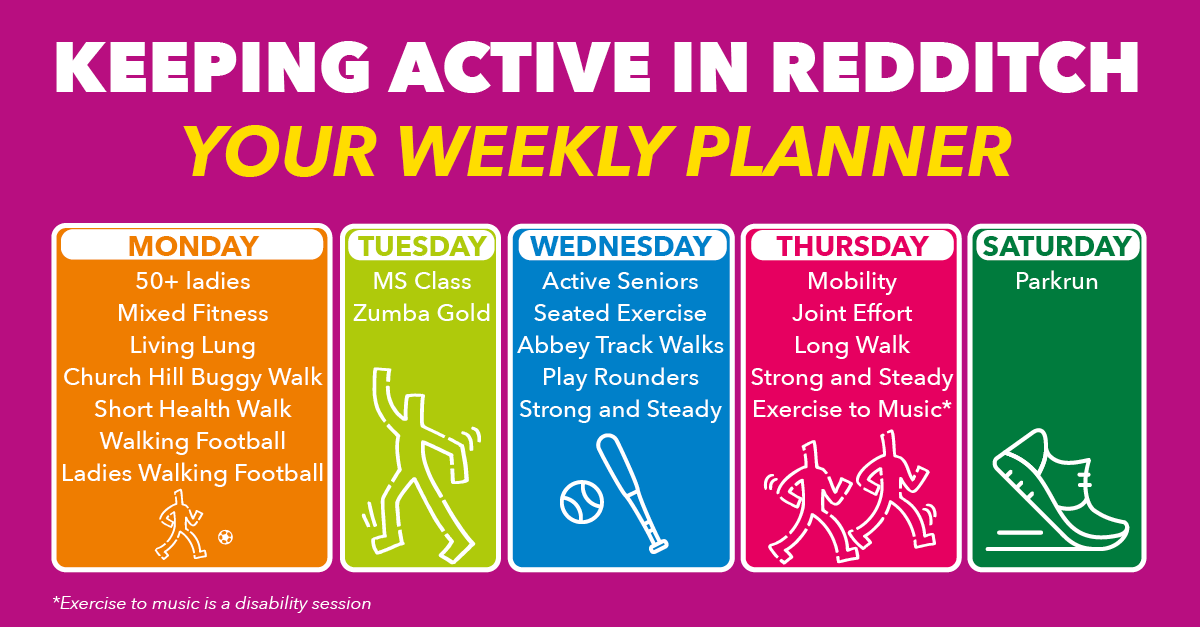 Keeping Active In Redditch Weekly Planner SM