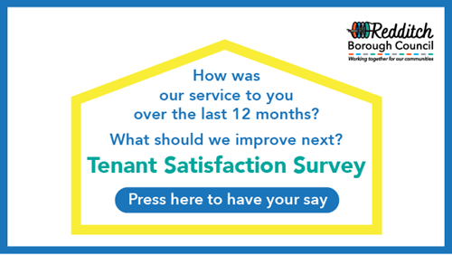 A promotional image with the call to action to follow the link to take part in the tenant satisfaction survey