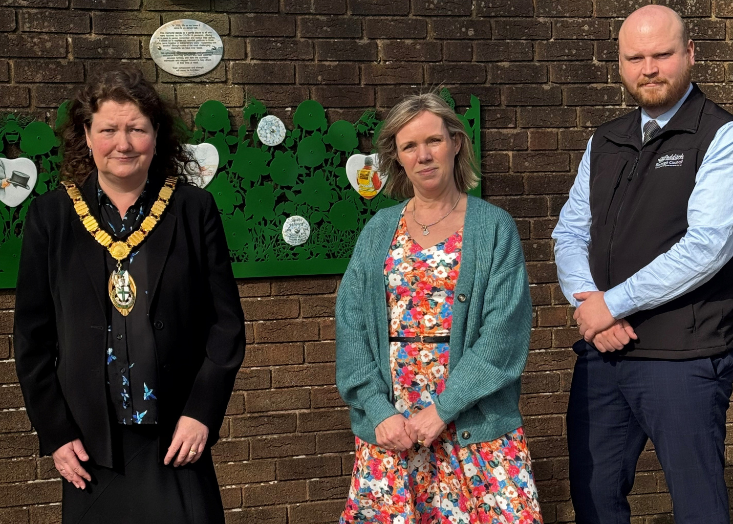 Cllr Joanna Kane, the Mayor of Redditch, alongside Cllr Sharon Harvey, the Leader of Redditch Borough Council, and Adam Smith, the council’s Bereavement Services Manager